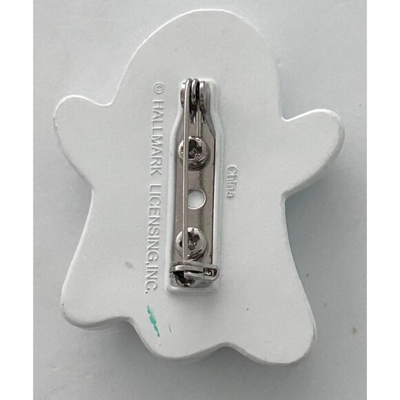 Vintage Hallmark Ghost Pin Halloween White Plastic Brooch Pin - Picture 3 of 3